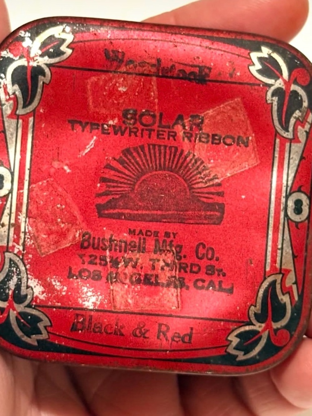 Bushnell Solar Typewriter Ribbon Tin - Black & Red